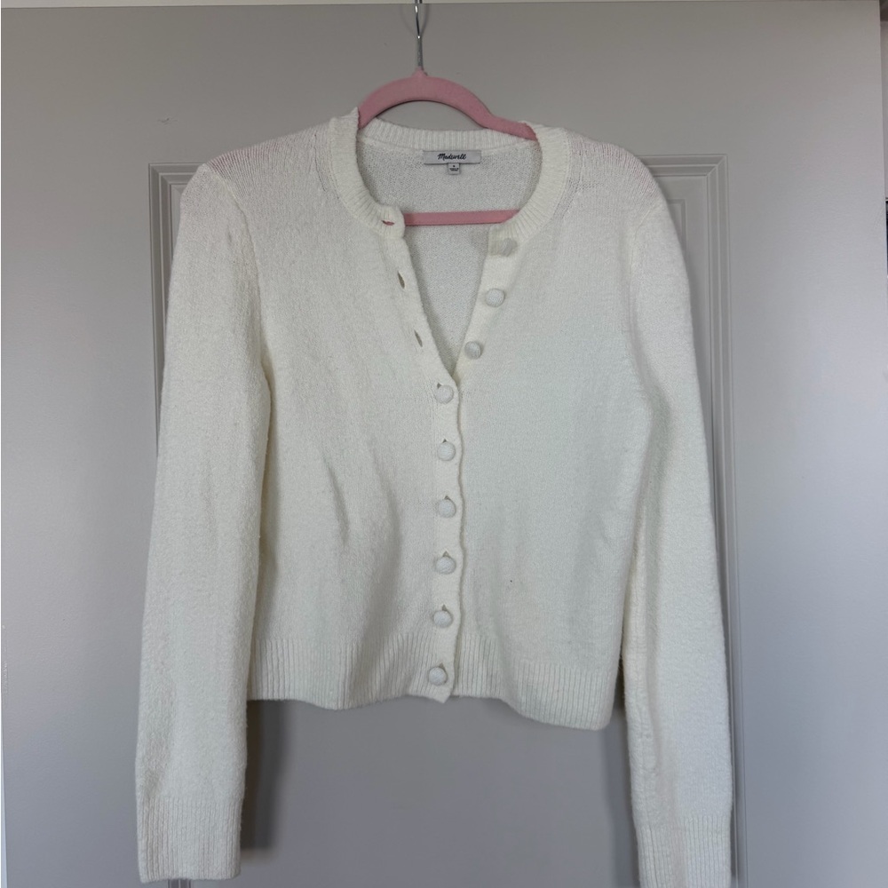 Madewell Cream Button-Up Cardigan Sweater